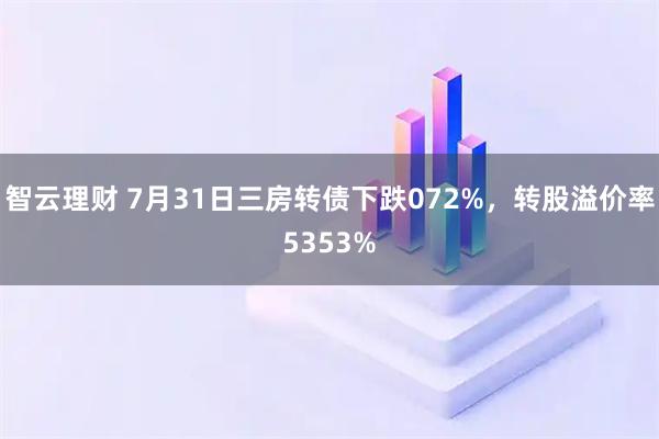 智云理财 7月31日三房转债下跌072%，转股溢价率5353%